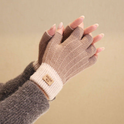 Fiber Half Finger Gloves Wool Knitted Warm - Xmaker