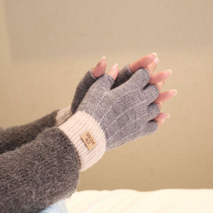 Fiber Half Finger Gloves Wool Knitted Warm - Xmaker