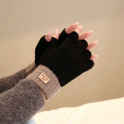 Fiber Half Finger Gloves Wool Knitted Warm - Xmaker