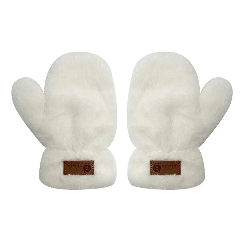 Fleece-lined Mittens Plush Warm Gloves - Xmaker