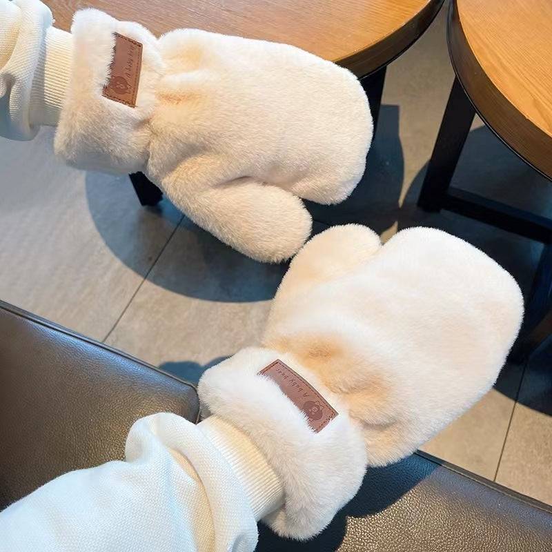 Fleece-lined Mittens Plush Warm Gloves - Xmaker