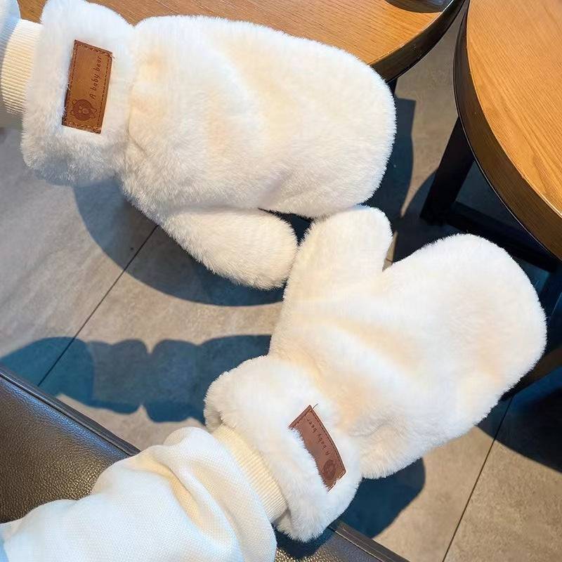 Fleece-lined Mittens Plush Warm Gloves - Xmaker