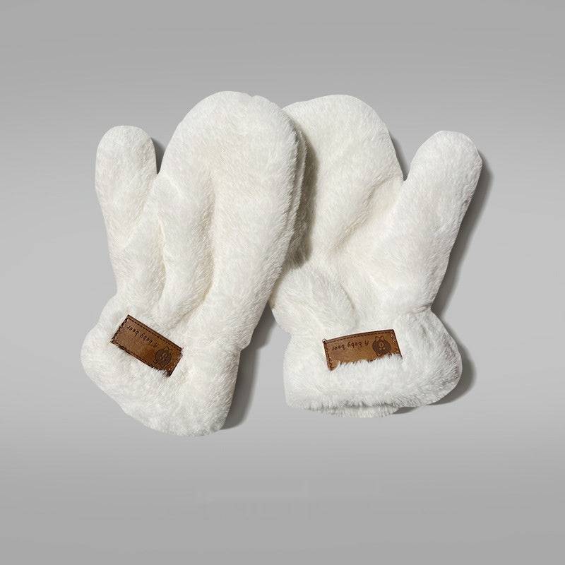 Fleece-lined Mittens Plush Warm Gloves - Xmaker