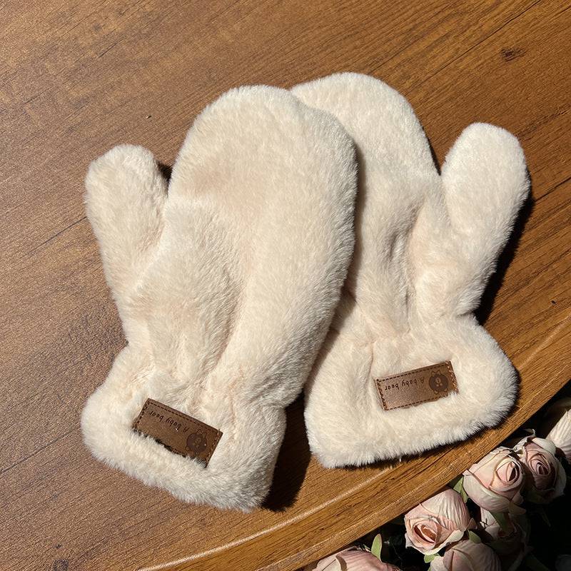 Fleece-lined Mittens Plush Warm Gloves - Xmaker