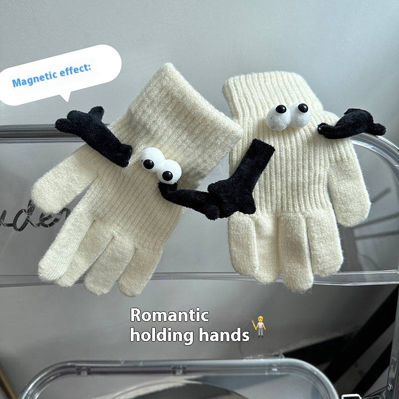 Couple Magnetic Warm Gloves Cute Doll Hand Gloves - Xmaker