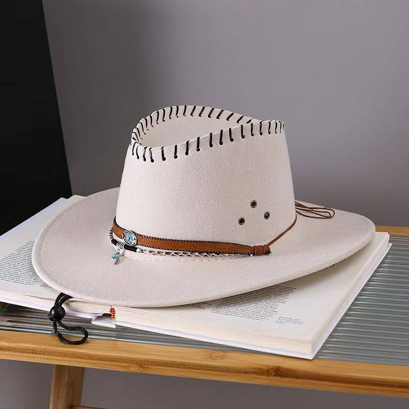 Western Cowboy Hat Men's And Women's Gem Chain Fedora Hat - Xmaker