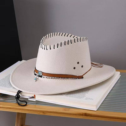 Western Cowboy Hat Men's And Women's Gem Chain Fedora Hat - Xmaker