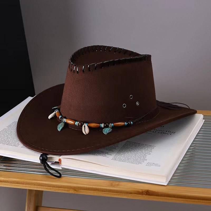 Western Cowboy Hat Men's And Women's Gem Chain Fedora Hat - Xmaker