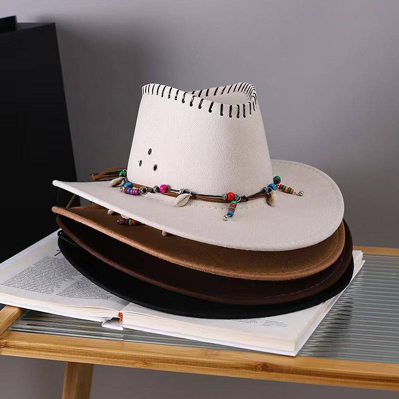 Western Cowboy Hat Men's And Women's Gem Chain Fedora Hat - Xmaker