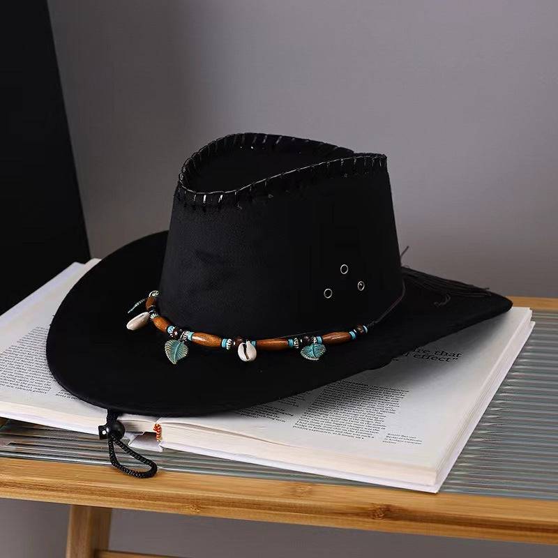 Western Cowboy Hat Men's And Women's Gem Chain Fedora Hat - Xmaker