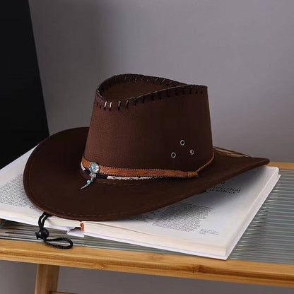 Western Cowboy Hat Men's And Women's Gem Chain Fedora Hat - Xmaker