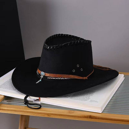 Western Cowboy Hat Men's And Women's Gem Chain Fedora Hat - Xmaker