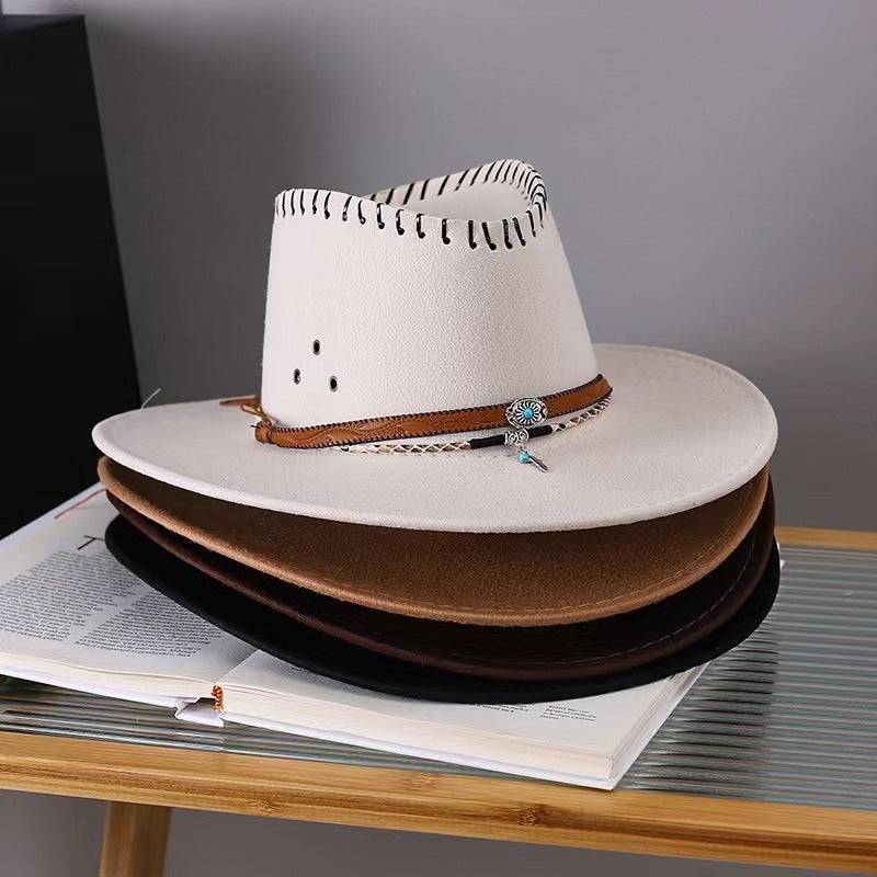 Western Cowboy Hat Men's And Women's Gem Chain Fedora Hat - Xmaker