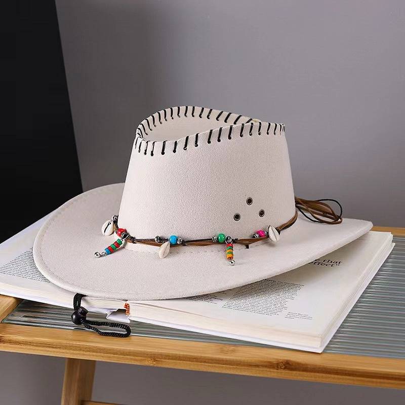 Western Cowboy Hat Men's And Women's Gem Chain Fedora Hat - Xmaker