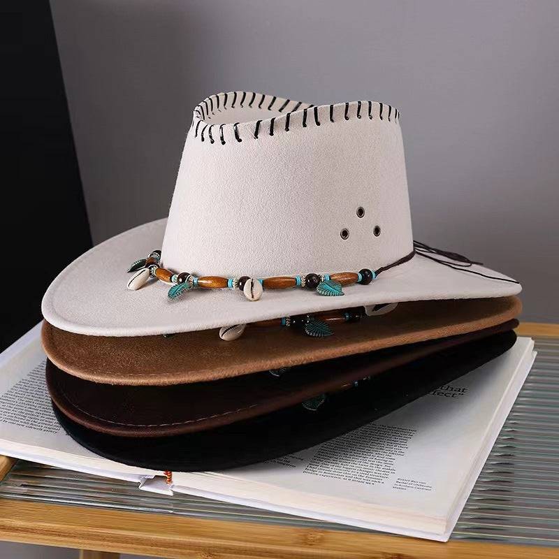 Western Cowboy Hat Men's And Women's Gem Chain Fedora Hat - Xmaker