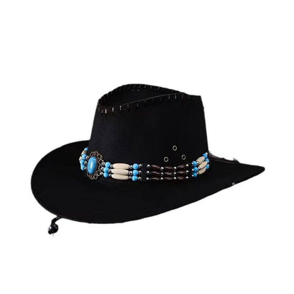 Western Cowboy Hat Men's And Women's Gem Chain Fedora Hat - Xmaker