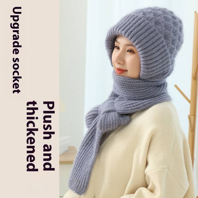 Popular Brushed And Padded Hats Scarf Double Layer Warm Wool Knitted - Xmaker