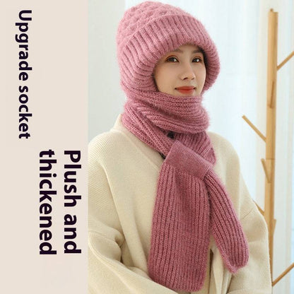 Popular Brushed And Padded Hats Scarf Double Layer Warm Wool Knitted - Xmaker