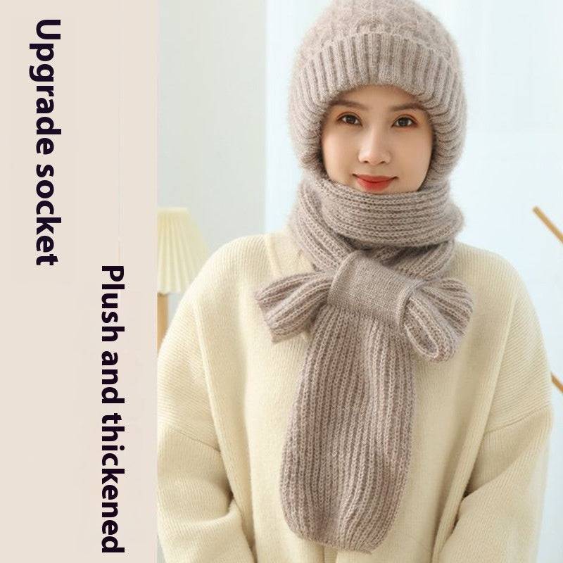 Popular Brushed And Padded Hats Scarf Double Layer Warm Wool Knitted - Xmaker