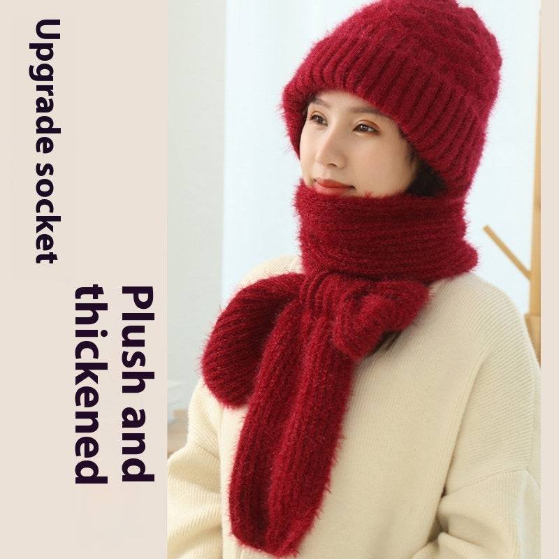 Popular Brushed And Padded Hats Scarf Double Layer Warm Wool Knitted - Xmaker