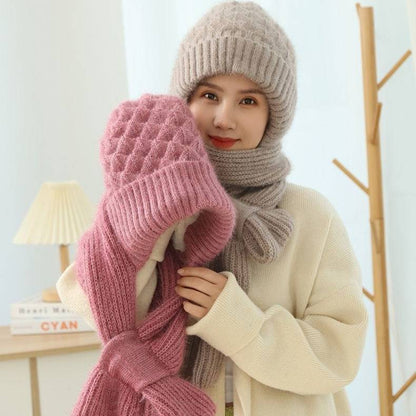 Popular Brushed And Padded Hats Scarf Double Layer Warm Wool Knitted - Xmaker