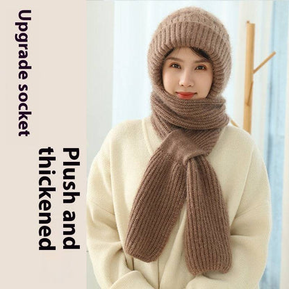 Popular Brushed And Padded Hats Scarf Double Layer Warm Wool Knitted - Xmaker