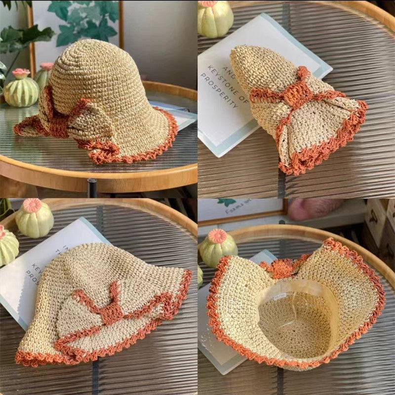 Elegant Bow Hat Hand Crocheting Woven Sun Hat - Xmaker