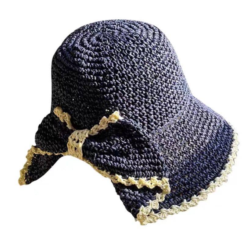 Elegant Bow Hat Hand Crocheting Woven Sun Hat - Xmaker