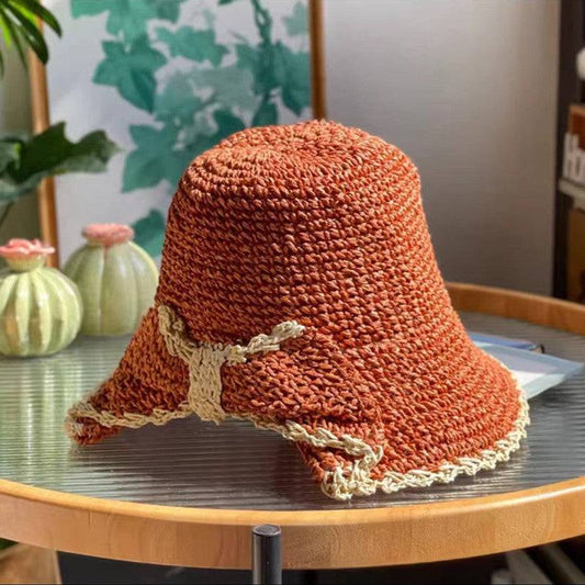 Elegant Bow Hat Hand Crocheting Woven Sun Hat - Xmaker