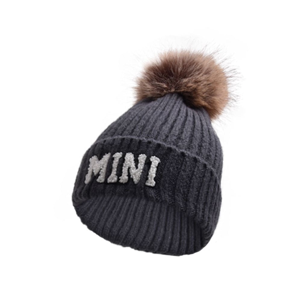 Letter MAMA Woolen Cap Outdoor Fur Ball Warm Hat - Xmaker