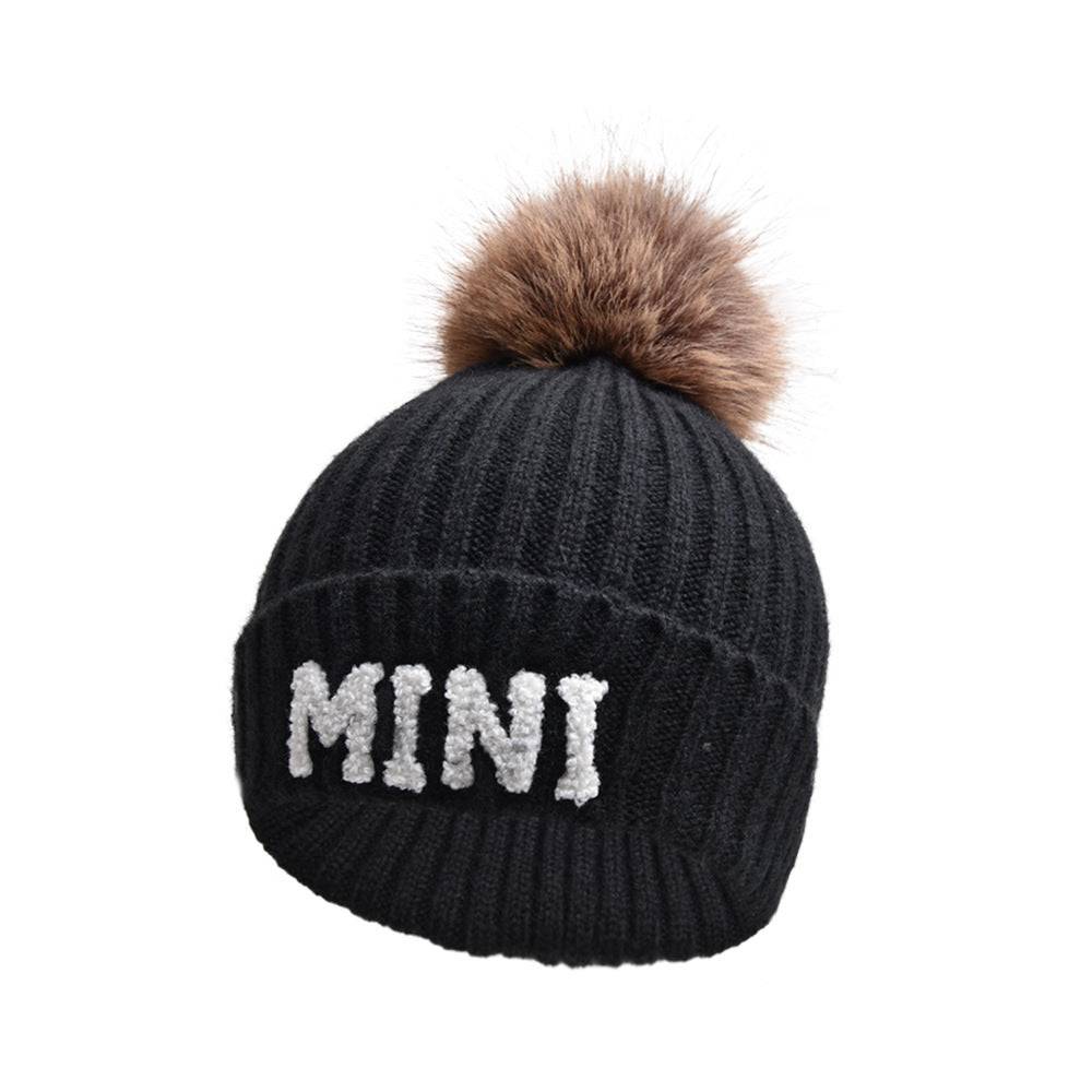 Letter MAMA Woolen Cap Outdoor Fur Ball Warm Hat - Xmaker