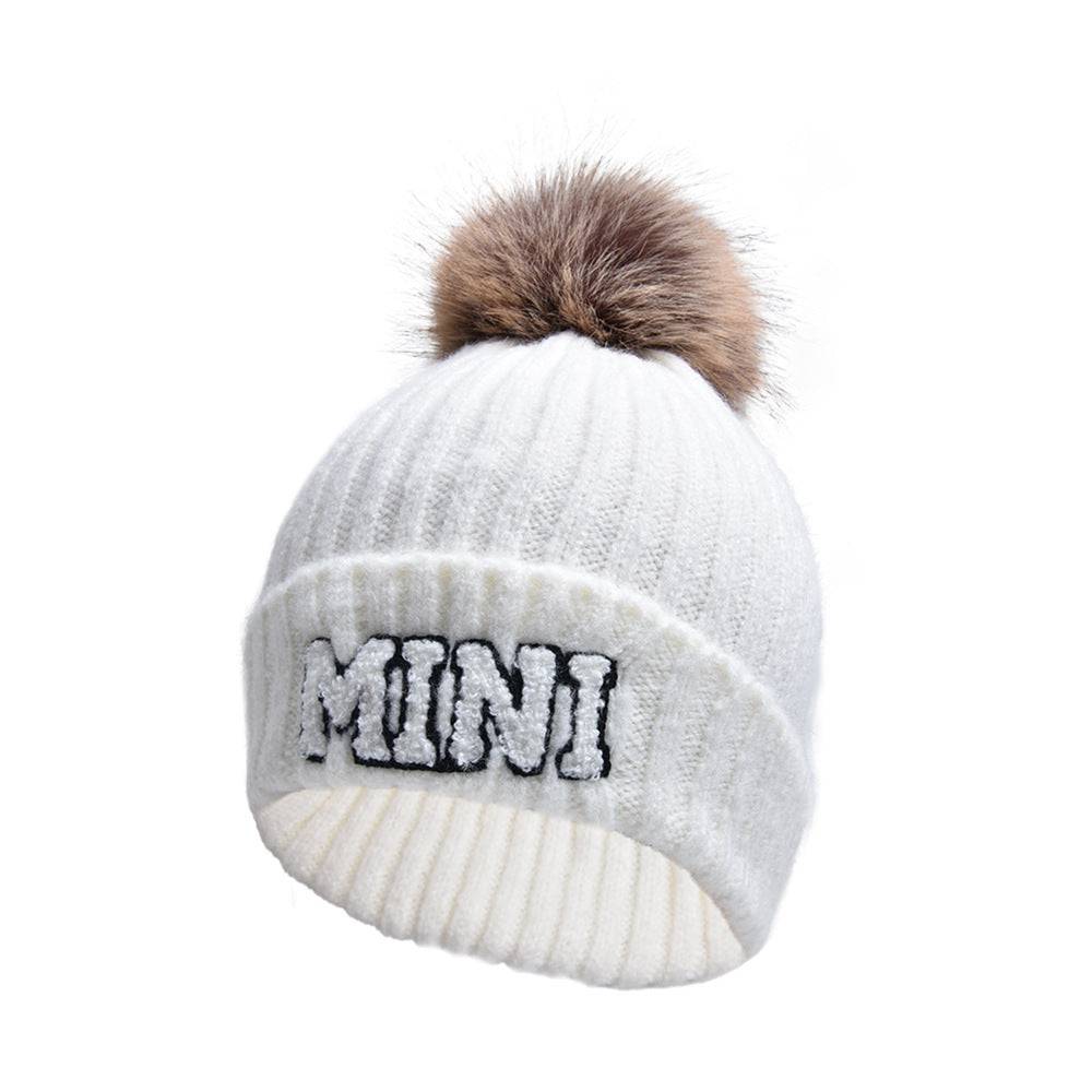 Letter MAMA Woolen Cap Outdoor Fur Ball Warm Hat - Xmaker