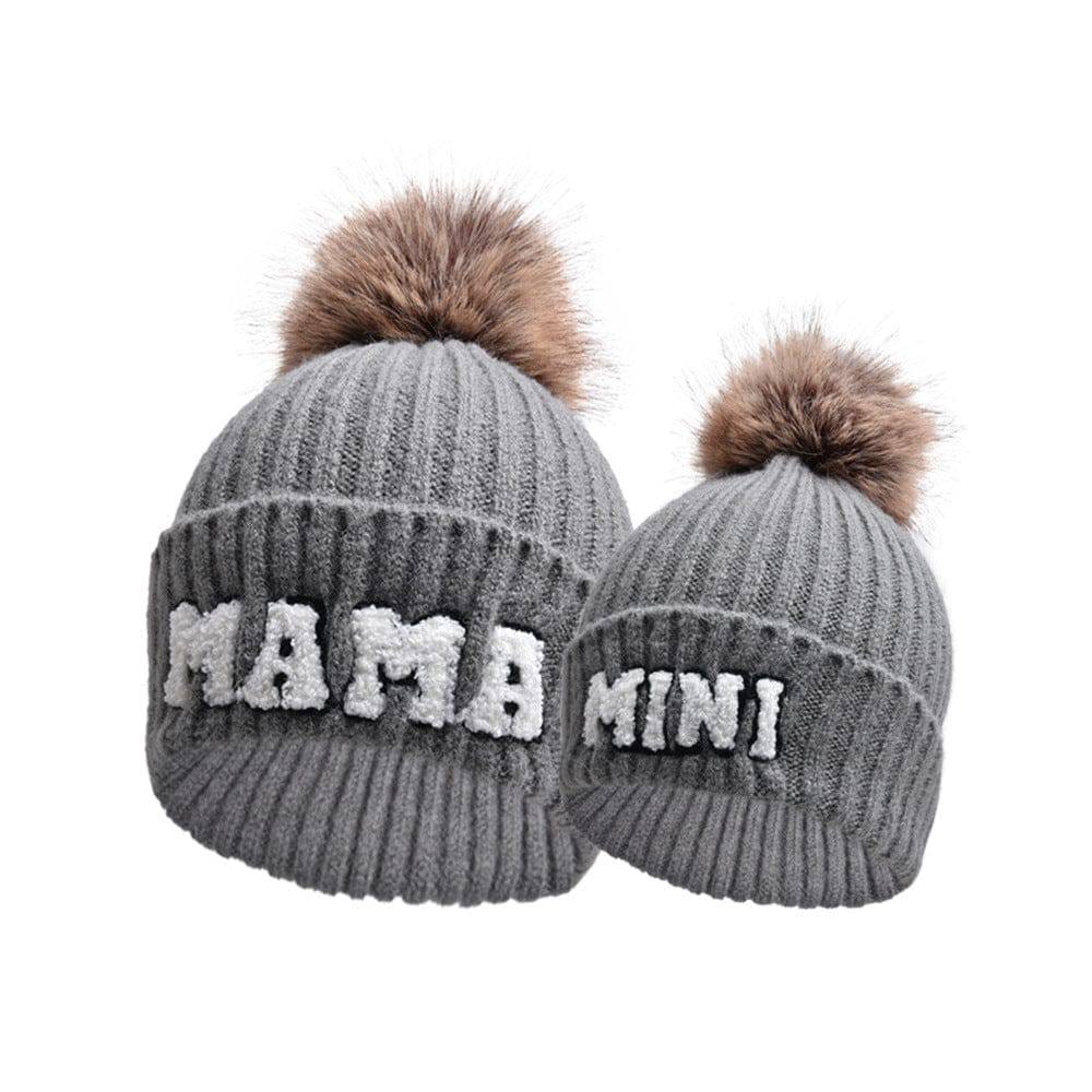 Letter MAMA Woolen Cap Outdoor Fur Ball Warm Hat - Xmaker