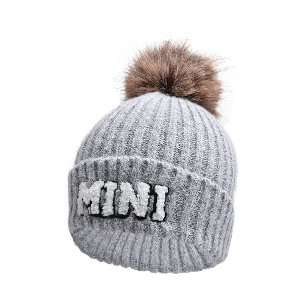 Letter MAMA Woolen Cap Outdoor Fur Ball Warm Hat - Xmaker