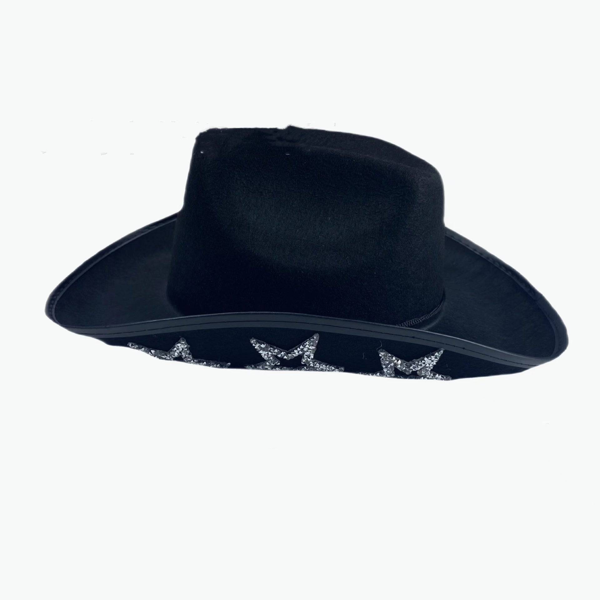 Western Cowboy Hat Rhinestone Five-pointed Star Fedora Hat - Xmaker