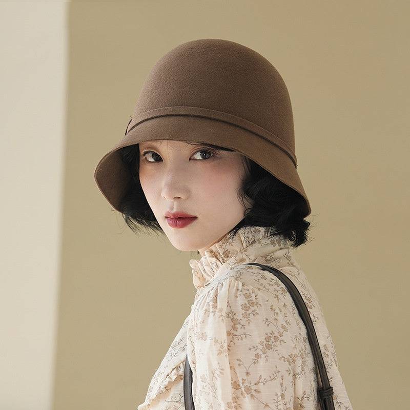 Retro Wool Hat Woolen Bucket Hat - Xmaker