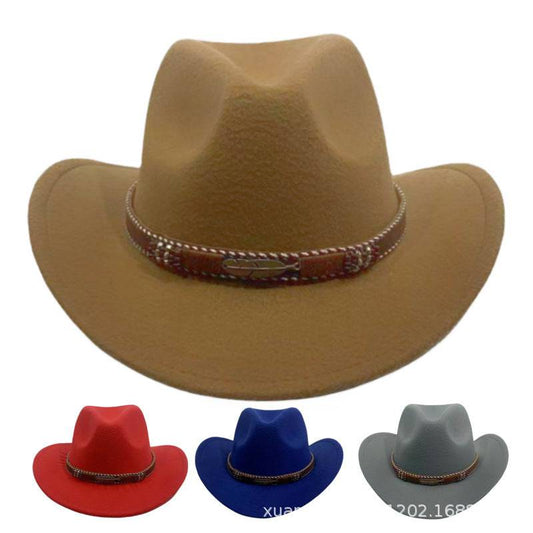 Curling Cowboy Hat Men's And Women's Leaf Belt Fur Felt Hat - Xmaker