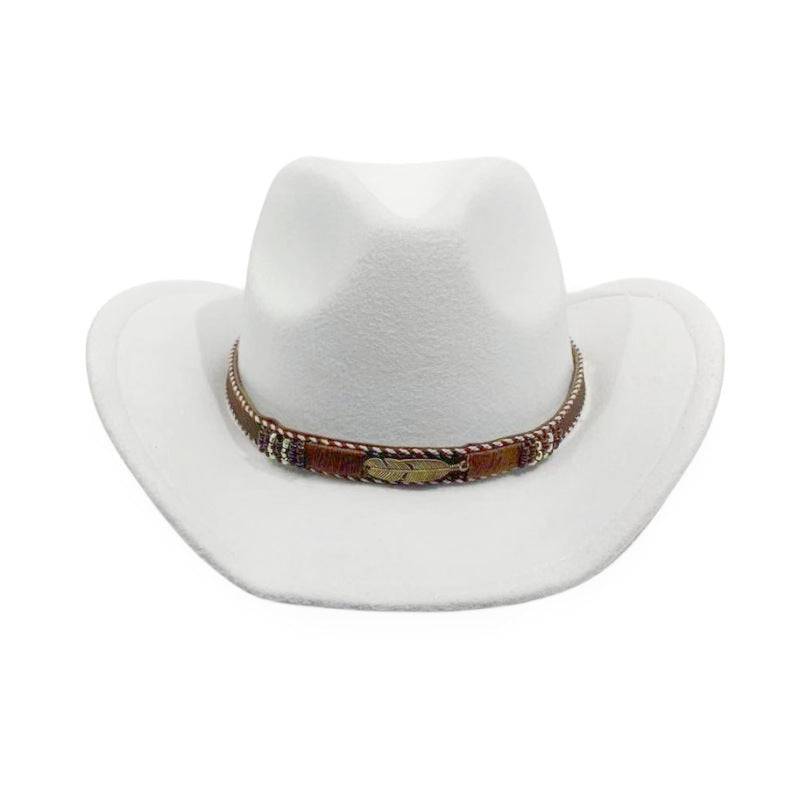 Curling Cowboy Hat Men's And Women's Leaf Belt Fur Felt Hat - Xmaker