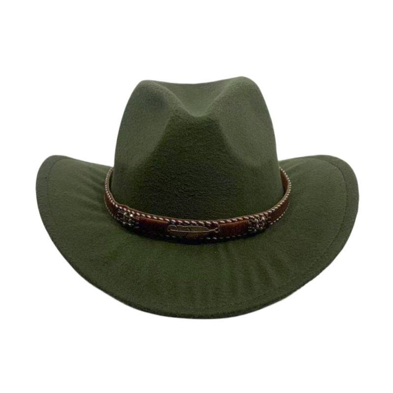 Curling Cowboy Hat Men's And Women's Leaf Belt Fur Felt Hat - Xmaker