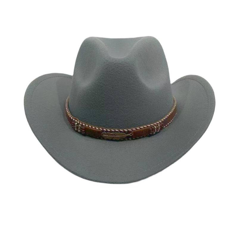 Curling Cowboy Hat Men's And Women's Leaf Belt Fur Felt Hat - Xmaker