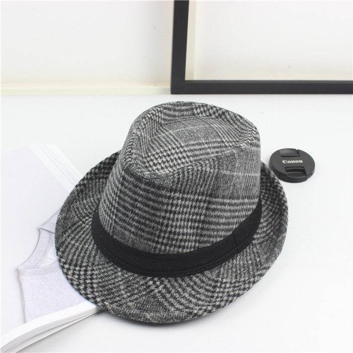 Small Stylish Top Hat Female Houndstooth Woolen Hat - Xmaker