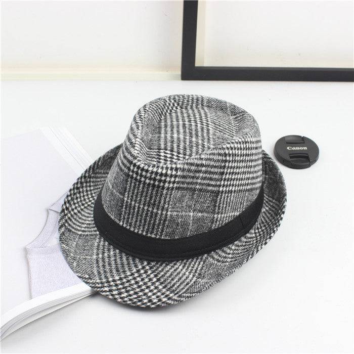 Small Stylish Top Hat Female Houndstooth Woolen Hat - Xmaker