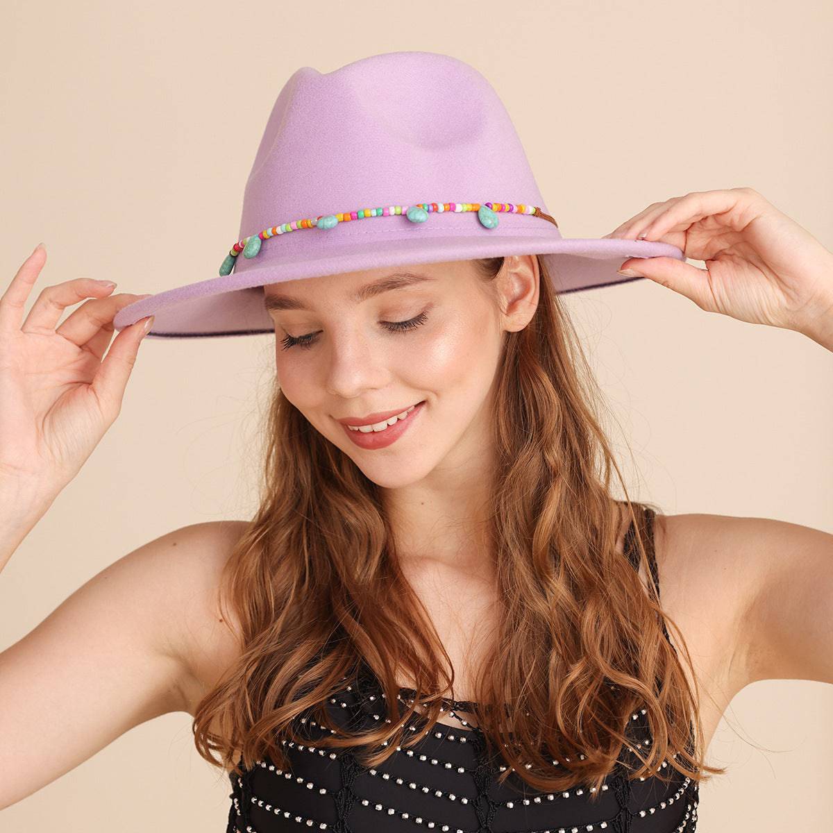 Western Cowboy Hat Woolen Cow Head Purple Women's Fedora Hat - Xmaker