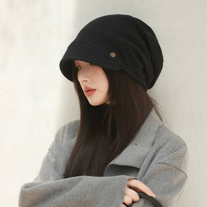 Japanese Style Beanie Hat Small Face Sleeve Cap Big Head Circumference Pile Style - Xmaker