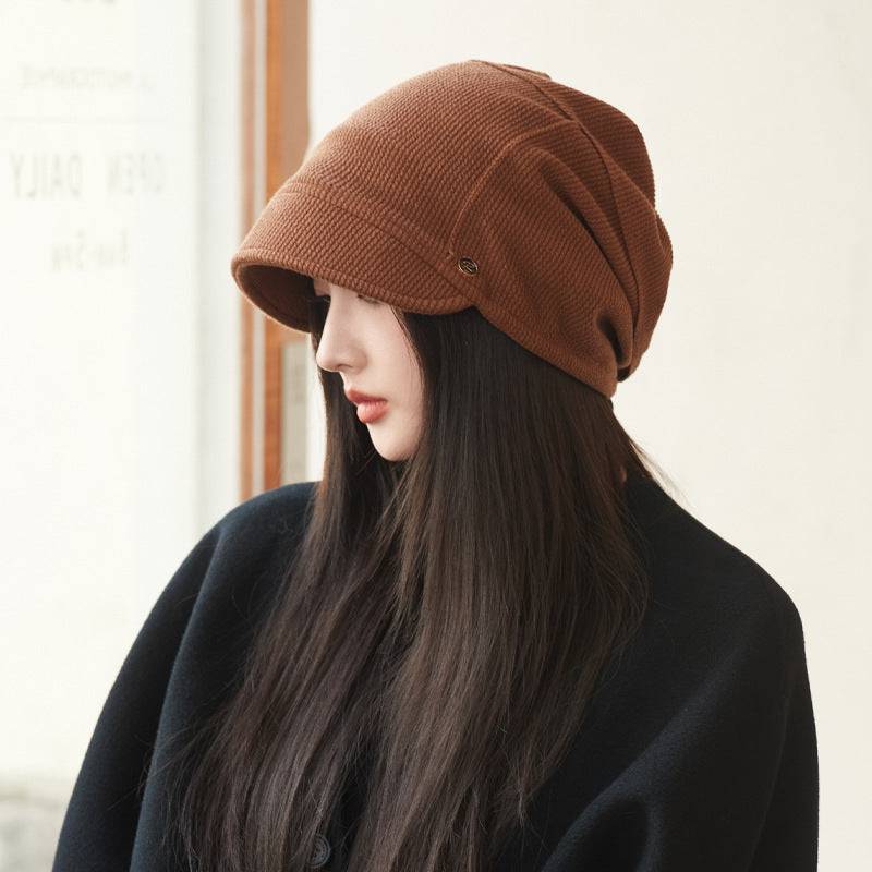 Japanese Style Beanie Hat Small Face Sleeve Cap Big Head Circumference Pile Style - Xmaker