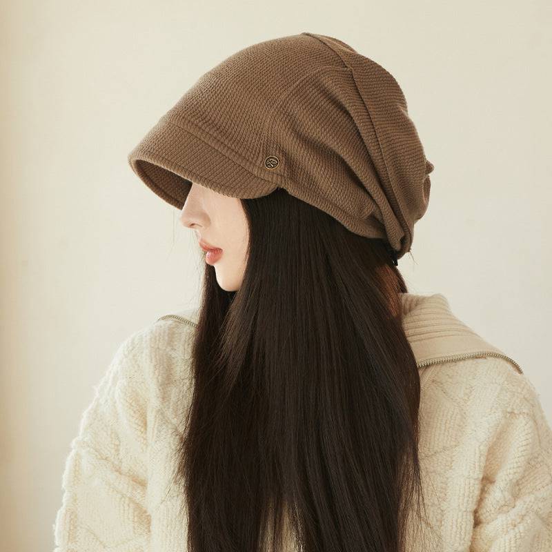 Japanese Style Beanie Hat Small Face Sleeve Cap Big Head Circumference Pile Style - Xmaker