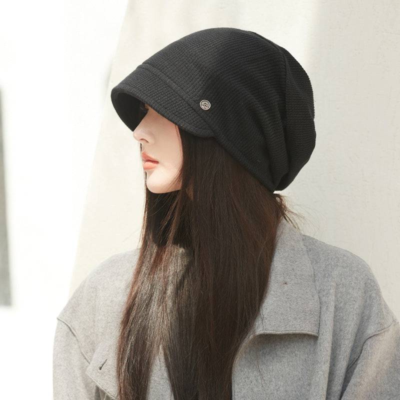 Japanese Style Beanie Hat Small Face Sleeve Cap Big Head Circumference Pile Style - Xmaker