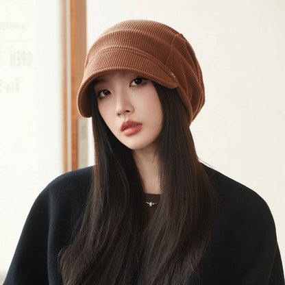 Japanese Style Beanie Hat Small Face Sleeve Cap Big Head Circumference Pile Style - Xmaker