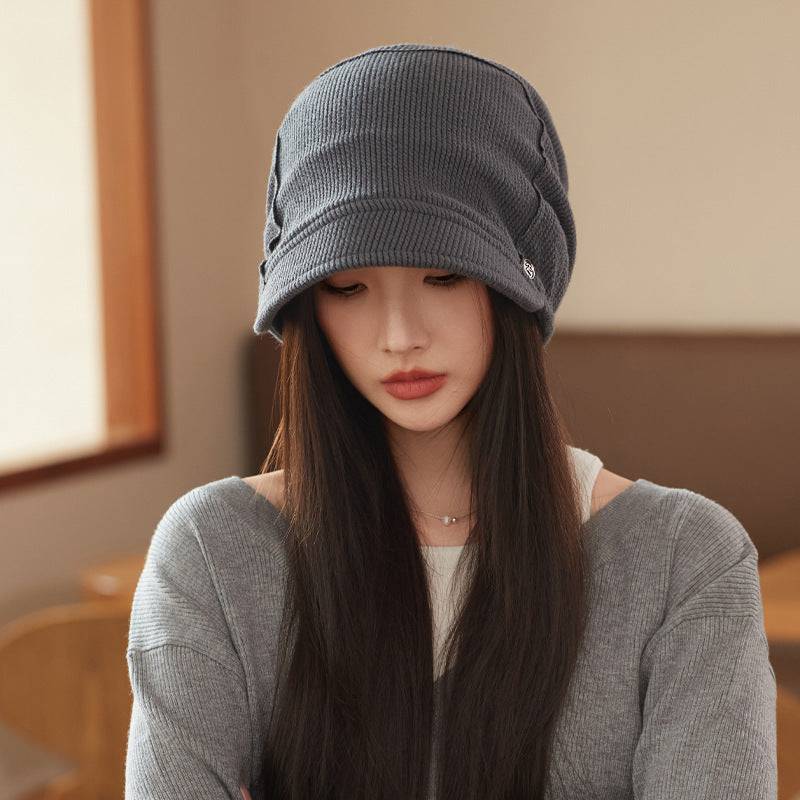 Japanese Style Beanie Hat Small Face Sleeve Cap Big Head Circumference Pile Style - Xmaker