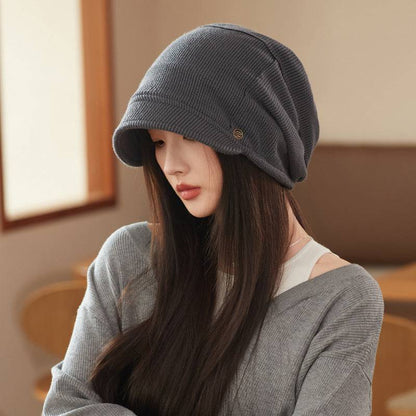 Japanese Style Beanie Hat Small Face Sleeve Cap Big Head Circumference Pile Style - Xmaker